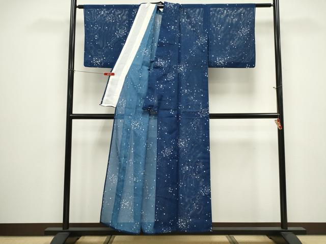 平和屋着物＊夏物　小紋　絽　大小あられ　洗える着物　CABG2377ze