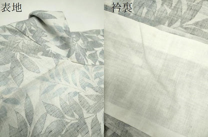 平和屋着物＊夏物　小紋　紗　枝葉文　CABG2382ze