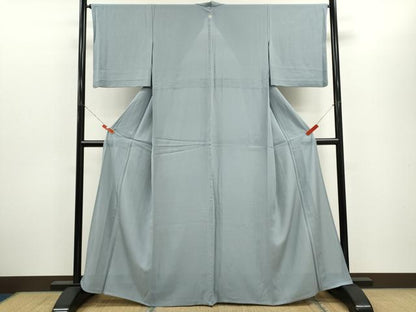 平和屋着物＊夏物　色無地　絽　灰青色　正絹　逸品　CABG2385ze
