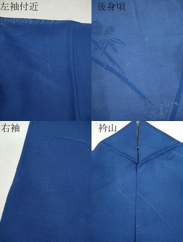 平和屋着物＊夏物　色無地　絽　笹竹紋紗　留紺色　正絹　逸品　CABG2388ze