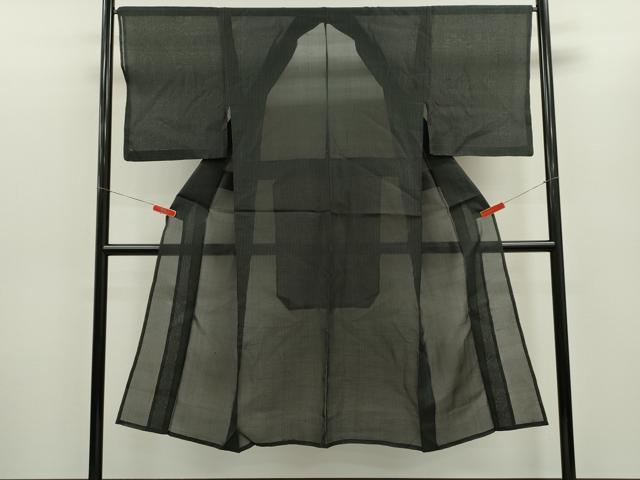 平和屋着物＊夏物　男性　お召　紗　格子柄　正絹　逸品　CABG2389ze