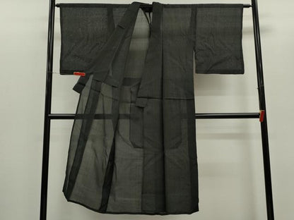 平和屋着物＊夏物　男性　お召　紗　格子柄　正絹　逸品　CABG2389ze
