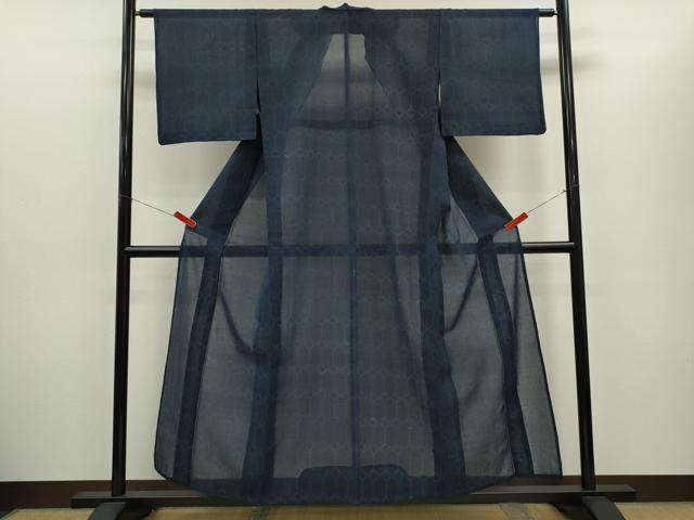 平和屋着物＊夏物　小紋　紗　亀甲重ね　交織　CABG2390ze