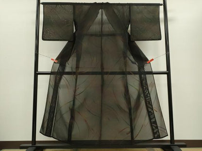 平和屋着物＊夏物　小紋　風通紗　吉祥文　暈し染め　正絹　逸品　CABG2392ze