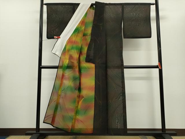 平和屋着物＊夏物　小紋　風通紗　吉祥文　暈し染め　正絹　逸品　CABG2392ze