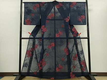 平和屋着物＊夏物　小紋　紗　カトレア　正絹　逸品　未使用　CABG2394ze