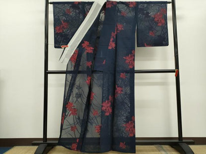 平和屋着物＊夏物　小紋　紗　カトレア　正絹　逸品　未使用　CABG2394ze