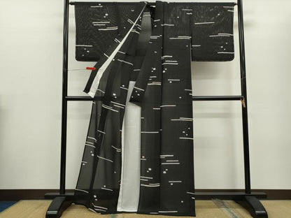 平和屋着物＊夏物　訪問着　絽　吉祥文　黒地　正絹　逸品　未使用　CABG2395ze