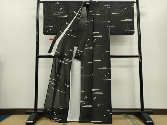 平和屋着物＊夏物　訪問着　絽　吉祥文　黒地　正絹　逸品　未使用　CABG2395ze
