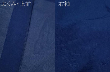 平和屋着物＊夏物　色無地　笹竹紋紗　紺青色　正絹　逸品　CABG2396ze