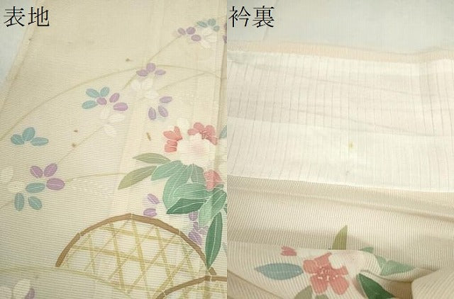 平和屋着物＊夏物　訪問着　絽　友禅　籬枝花文　暈し染め　正絹　逸品　CABG2397ze