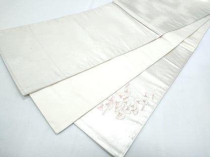 平和屋着物◎太鼓柄袋帯 総刺繍 扇面文 銀糸 正絹 逸品 CABG2405th
