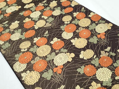 平和屋着物◎六通柄袋帯　唐織　草花文　金糸　正絹　逸品　CABG2413th