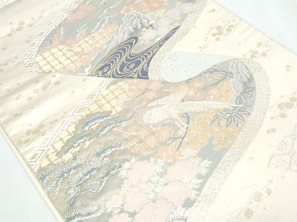 平和屋着物◎六通柄袋帯　桃山絵巻　金糸　正絹　逸品　CABG2414th