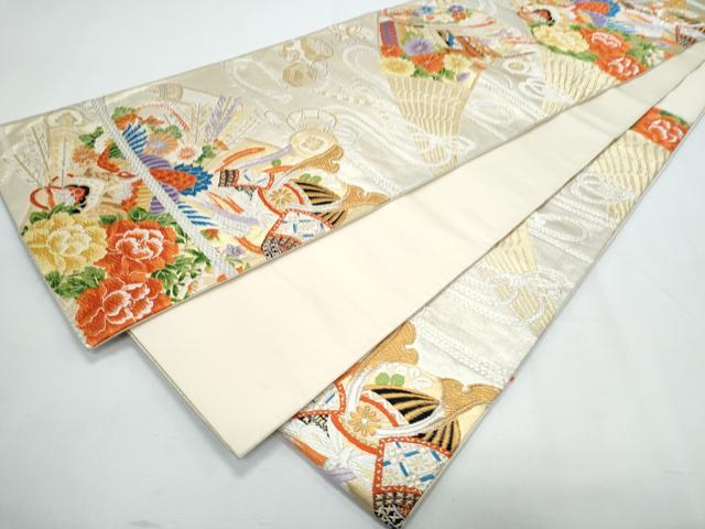 平和屋着物●六通柄袋帯　唐織　市松鳳凰花文　金糸　引箔　正絹　逸品　CABE4464hy 平和屋着物◎六通柄袋帯 唐織 花唐草文 金糸 正絹 逸品 BAAX4761qwの