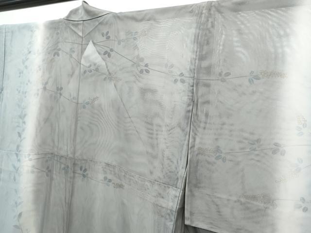 平和屋着物▽訪問着　単衣　紗袷　紗×紗　草花文　暈し染め　金彩　正絹　逸品　CABG2431th