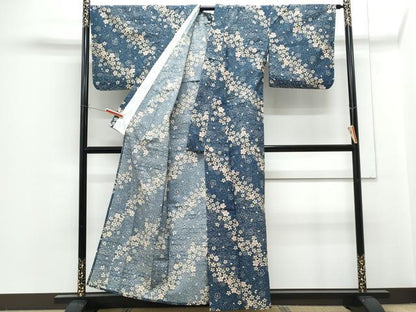 平和屋着物▽小紋　単衣　舞花文　洗える着物　CABG2432th