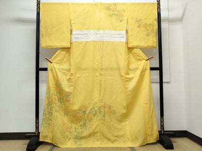 平和屋着物▽訪問着　単衣　紗袷　紗×紗　草花文　正絹　逸品　CABG2434th