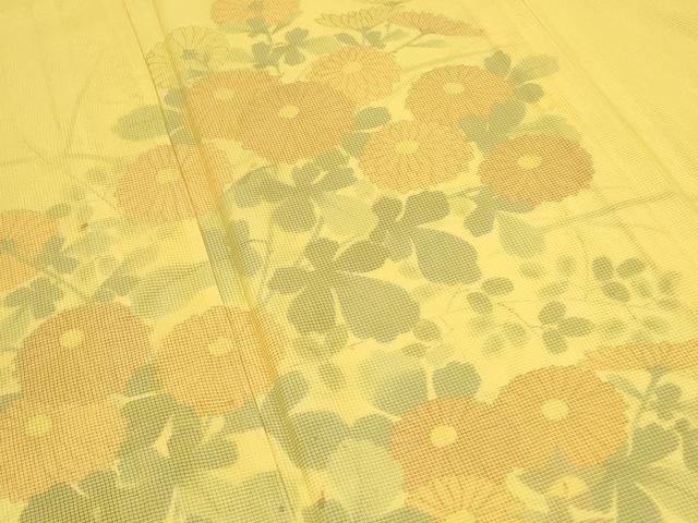 平和屋着物▽訪問着　単衣　紗袷　紗×紗　草花文　正絹　逸品　CABG2434th