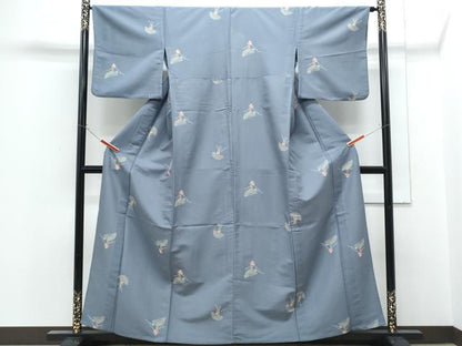 平和屋着物▽小紋　単衣　櫛　簪　洗える着物　CABG2437th