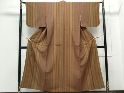 平和屋着物▽上質な小紋　単衣　間道　正絹　逸品　CABG2444th