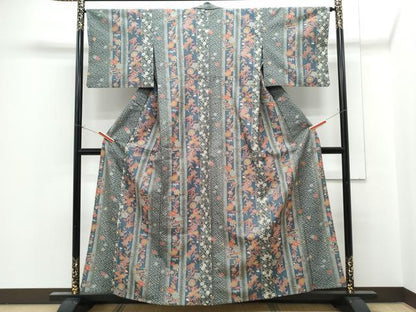 平和屋着物▽小紋　単衣　花間道　洗える着物　CABG2445th