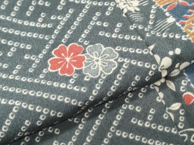 平和屋着物▽小紋　単衣　花間道　洗える着物　CABG2445th