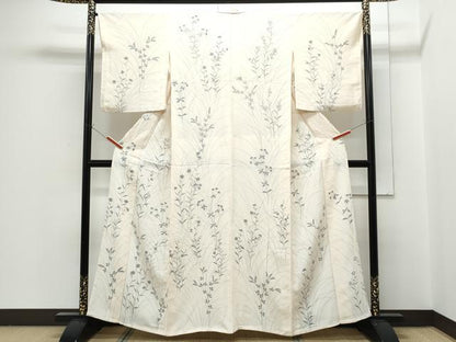 平和屋着物▽訪問着　単衣　草花文　正絹　逸品　CABG2447th