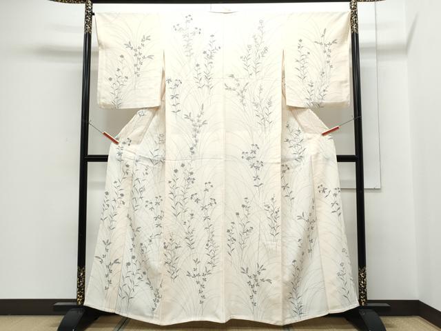 平和屋着物▽訪問着　単衣　草花文　正絹　逸品　CABG2447th