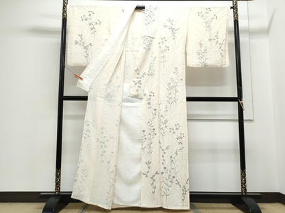 平和屋着物▽訪問着　単衣　草花文　正絹　逸品　CABG2447th