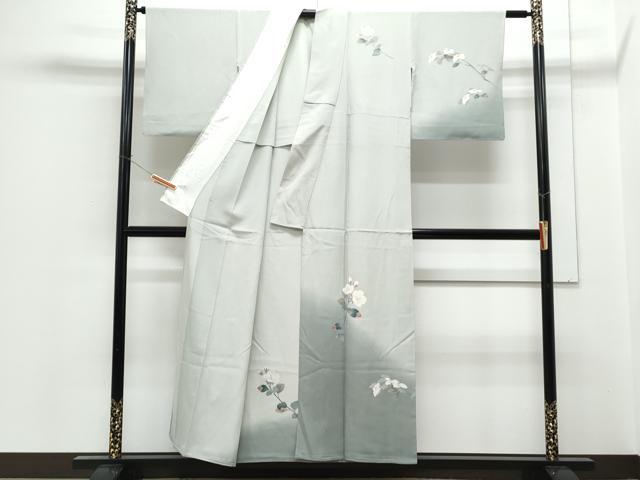 平和屋着物▽訪問着　単衣　友禅　草花文　暈し染め　正絹　逸品　CABG2452th