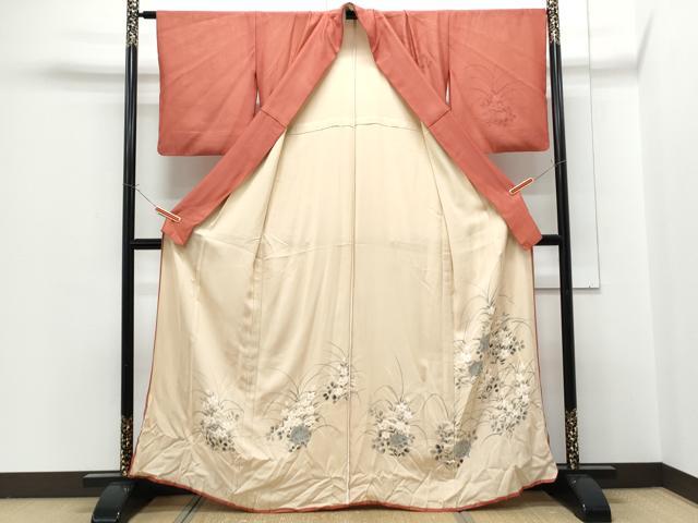平和屋着物▽訪問着　単衣　紗袷　紗×絽　糸巻き花文　正絹　逸品　CABG2453th