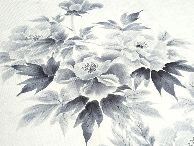 平和屋着物▽訪問着　単衣　手描き　草花文　正絹　逸品　CABG2454th
