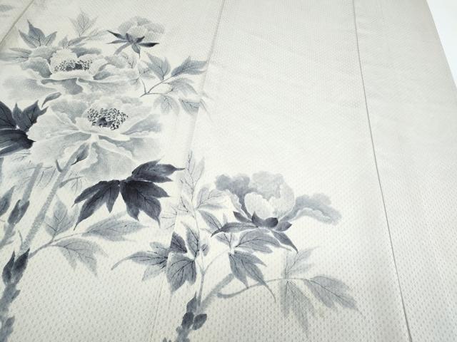 平和屋着物▽訪問着　単衣　手描き　草花文　正絹　逸品　CABG2454th