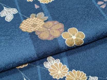 平和屋着物▽小紋　単衣　花間道　洗える着物　CABG2456th