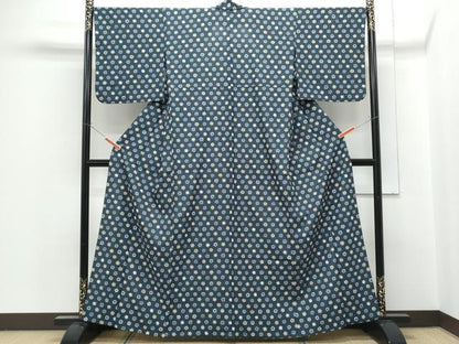 平和屋着物▽小紋　単衣　舞花文　洗える着物　CABG2465th