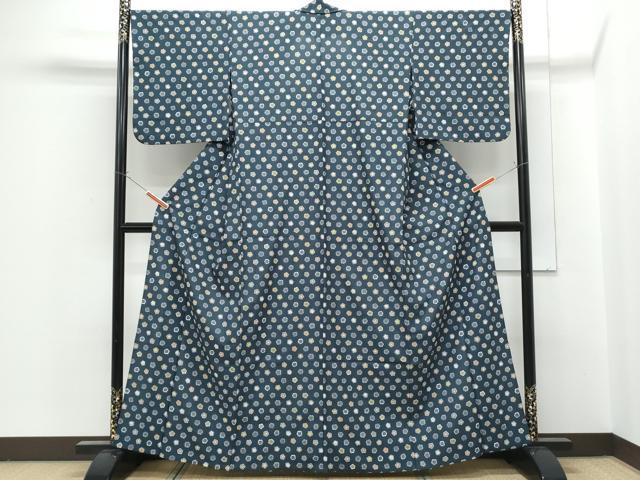 平和屋着物▽小紋　単衣　舞花文　洗える着物　CABG2465th