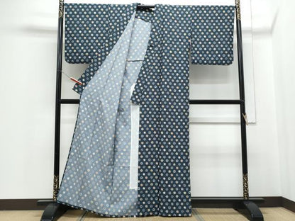 平和屋着物▽小紋　単衣　舞花文　洗える着物　CABG2465th