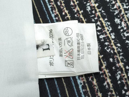 平和屋着物▽小紋　単衣　間道　黒地　洗える着物　CABG2466th