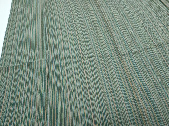 平和屋着物▽上質な小紋　単衣　縞　鬼しぼ縮緬　正絹　逸品　CABG2470th
