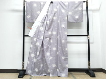 平和屋着物▽小紋　単衣　蛍暈し　花丸文　洗える着物　CABG2471th