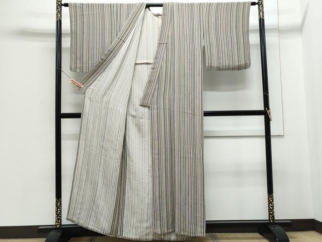 平和屋着物▽上質な小紋　単衣　竹間道　鬼しぼ縮緬　正絹　逸品　CABG2472th