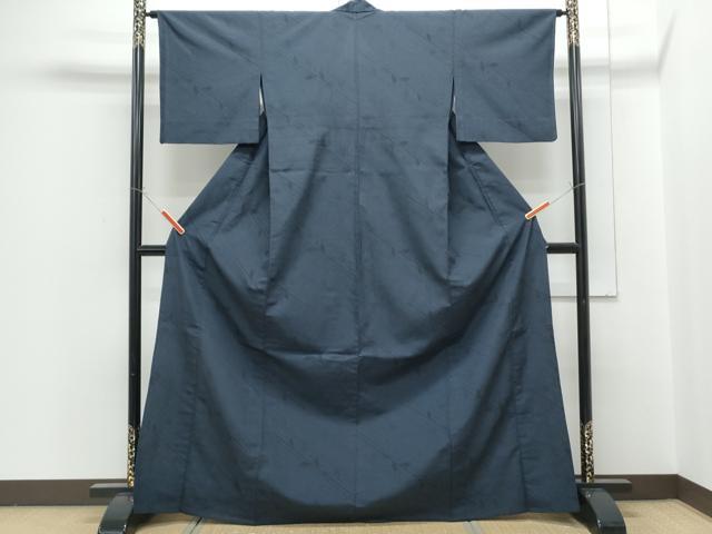平和屋着物▽本塩沢　単衣　110亀甲　枝葉文　やまと誂製　正絹　逸品　CABG2475th