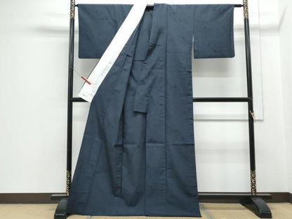 平和屋着物▽本塩沢　単衣　110亀甲　枝葉文　やまと誂製　正絹　逸品　CABG2475th