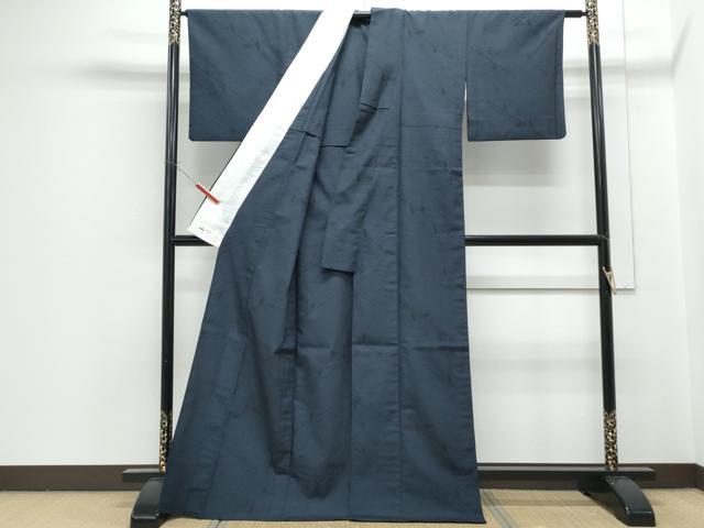 平和屋着物▽本塩沢　単衣　110亀甲　枝葉文　やまと誂製　正絹　逸品　CABG2475th