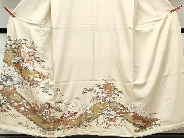 平和屋着物■豪華色留袖　御所車飛鶴花文　金彩　正絹　逸品　CABG2482th