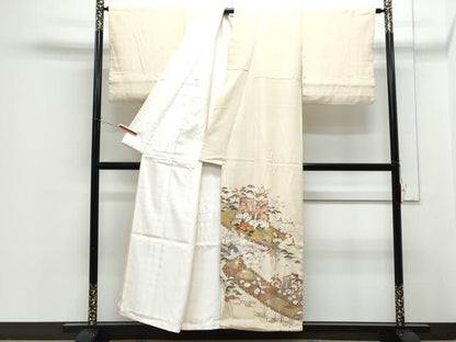 平和屋着物■豪華色留袖　御所車飛鶴花文　金彩　正絹　逸品　CABG2482th