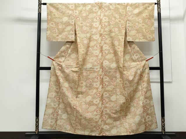 平和屋着物▽小紋　単衣　花唐草文　洗える着物　CABG2491th