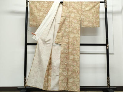 平和屋着物▽小紋　単衣　花唐草文　洗える着物　CABG2491th
