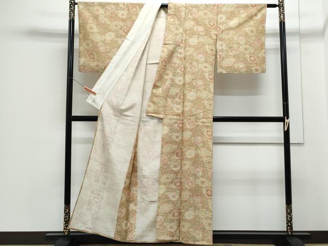 平和屋着物▽小紋　単衣　花唐草文　洗える着物　CABG2491th